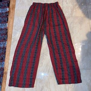 Women’s Red and Black Striped Casual Lounge Boho Comfy Indian Pants